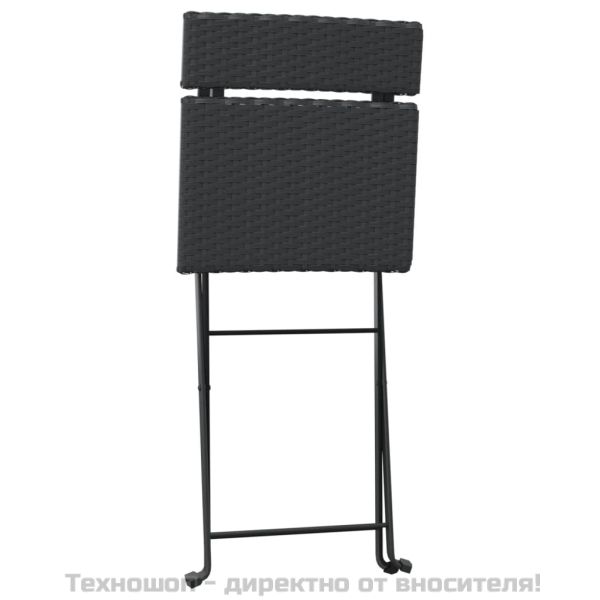Сгъваеми бистро столове, 8 бр, черни, полиратан и стомана