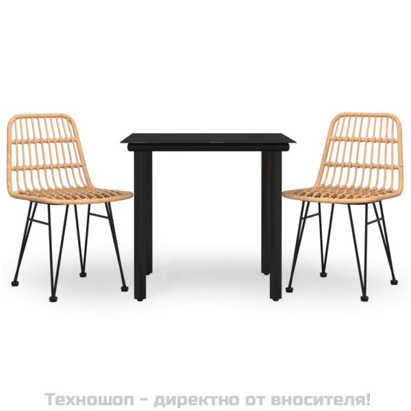 Градински трапезен комплект, 3 части, полиратан