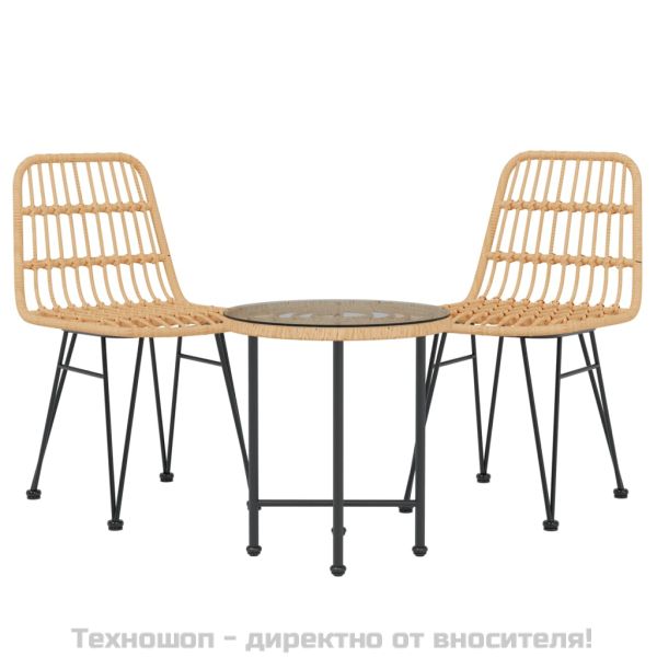 Градински трапезен комплект, 3 части, полиратан