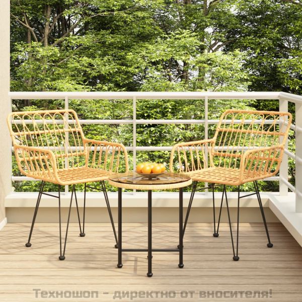 Градински трапезен комплект, 3 части, полиратан