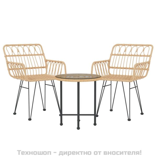 Градински трапезен комплект, 3 части, полиратан