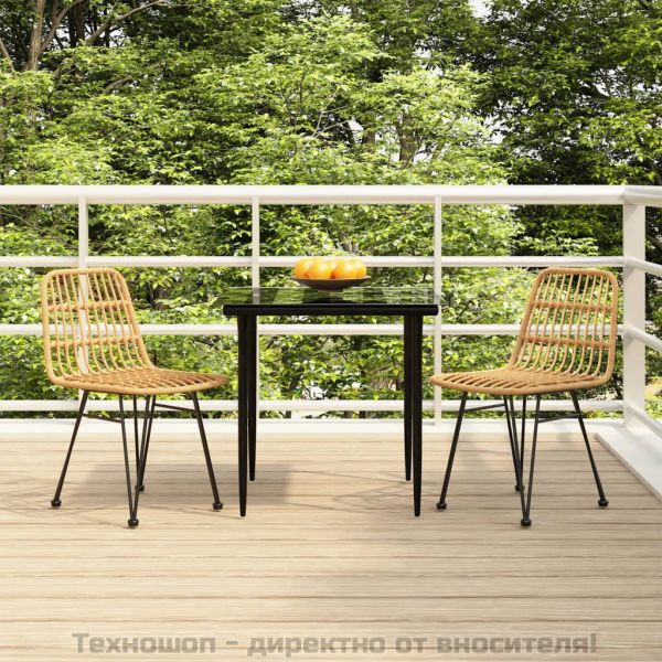 Градински трапезен комплект, 3 части, полиратан