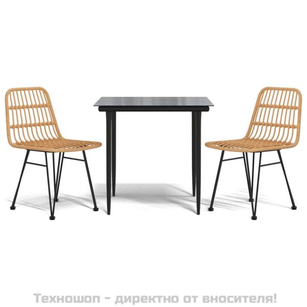 Градински трапезен комплект, 3 части, полиратан