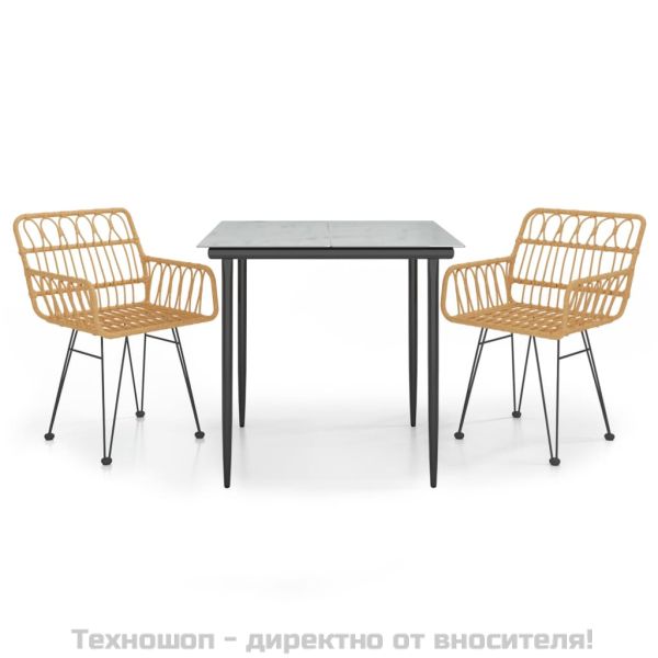 Градински трапезен комплект, 3 части, полиратан