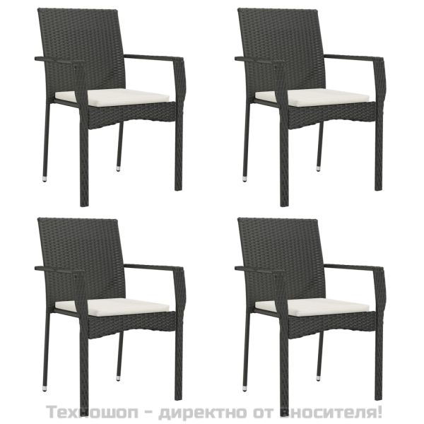 Градински трапезен комплект възглавници 5 части черен полиратан