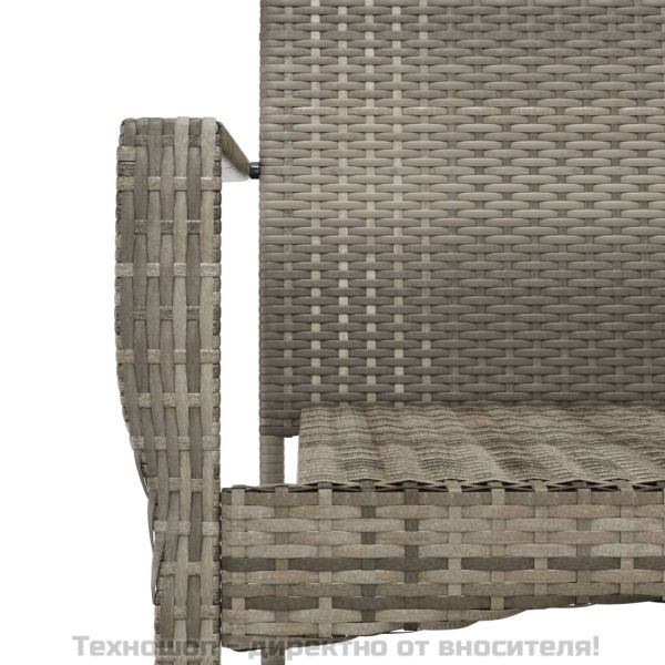 Градински трапезен комплект 3 части с възглавници сив полиратан