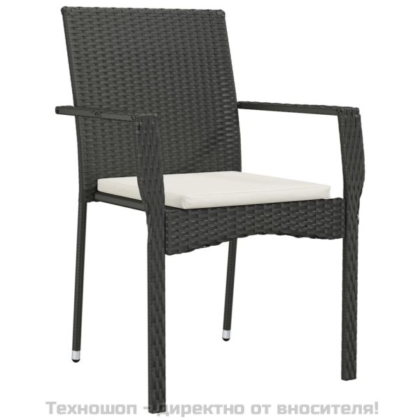 Градински трапезен комплект възглавници 5 части черен полиратан