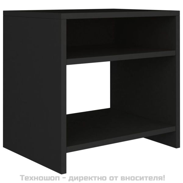 Нощни шкафчета, 2 бр, черни, 40x30x40 см, инженерно дърво