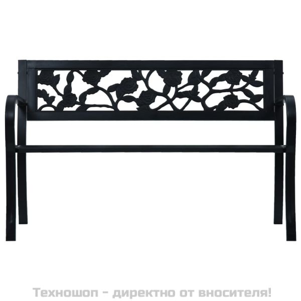 Градинска пейка, 125 см, черна, стомана