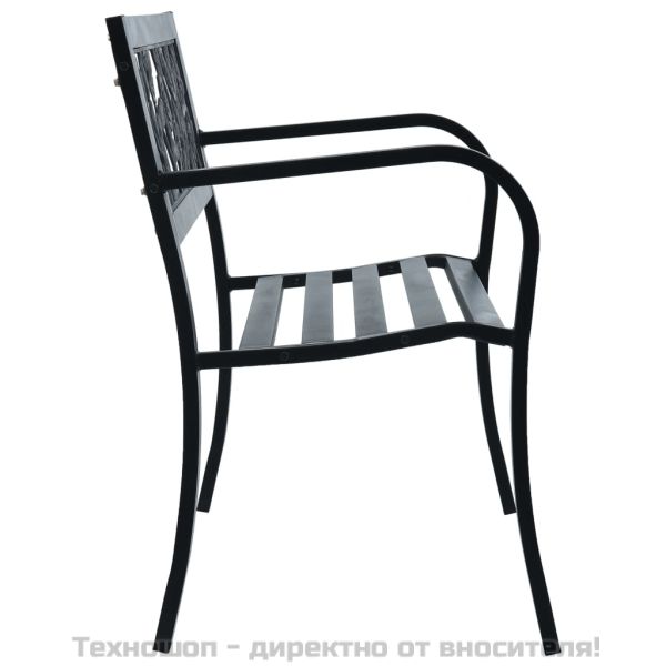 Градинска пейка, 125 см, черна, стомана