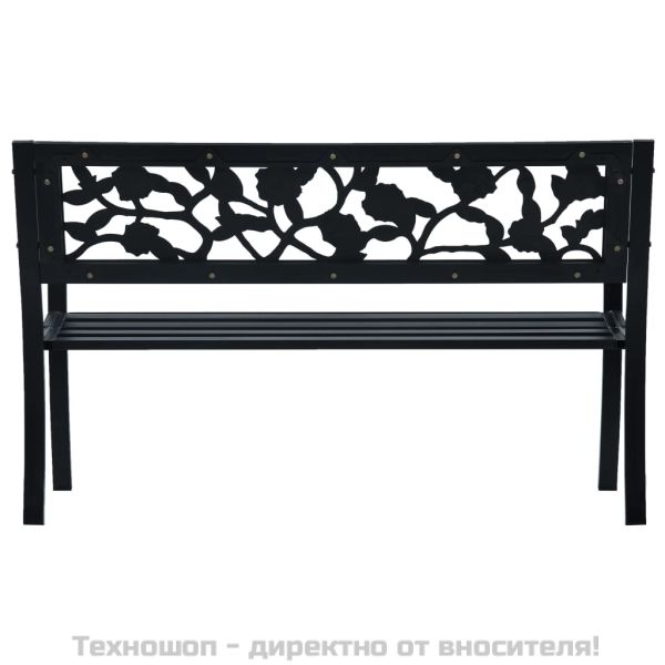 Градинска пейка, 125 см, черна, стомана