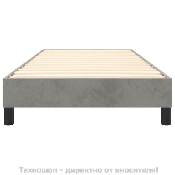 Рамка за легло с пружини, светлосива, 80x200 см, кадифе