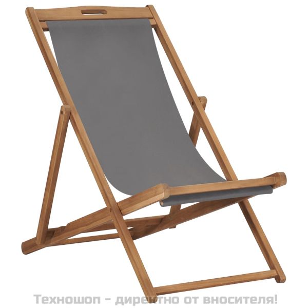 Сгъваем стол, масивно тиково дърво, сив