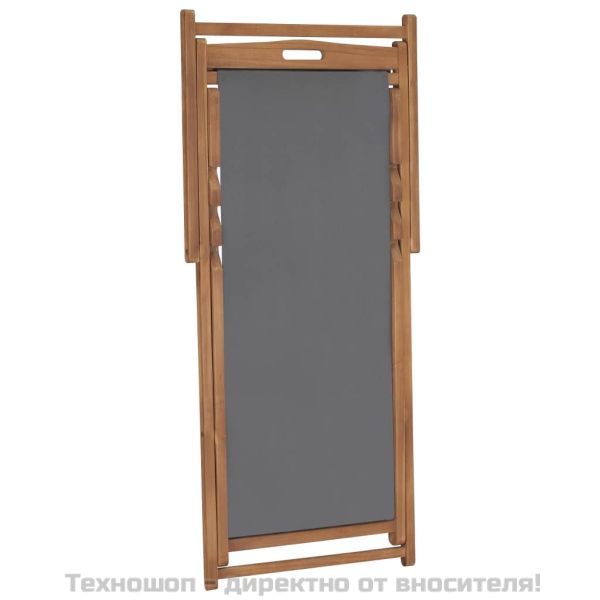 Сгъваем стол, масивно тиково дърво, сив