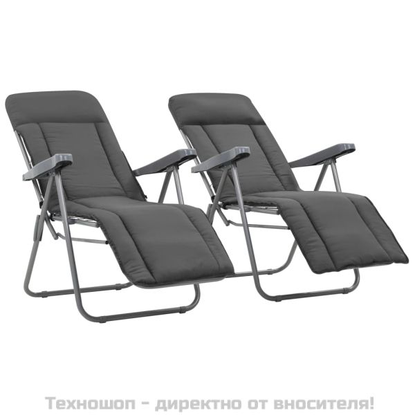 Сгъваеми столове с възглавници 2 бр., сиви