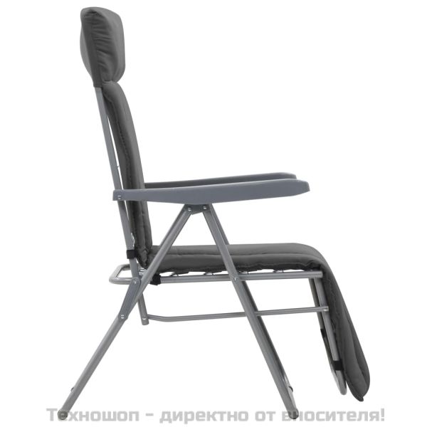 Сгъваеми столове с възглавници 2 бр., сиви