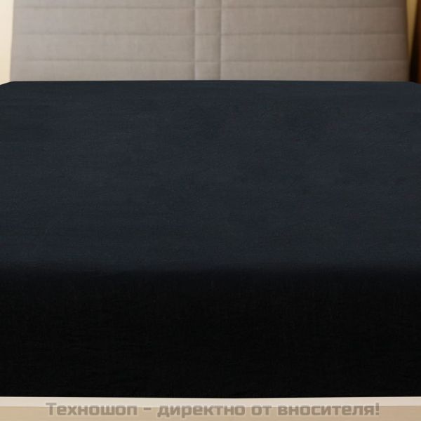 Чаршафи с ластик, 2 бр, черни, 100x200 см, памук