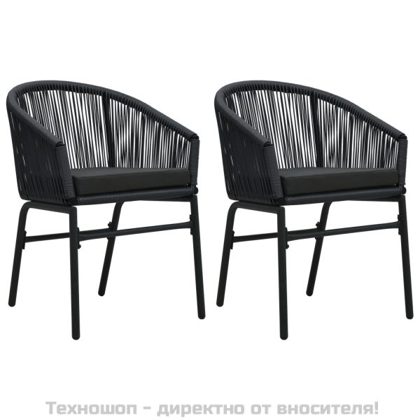 Градински столове, 2 бр, черни, PE ратан