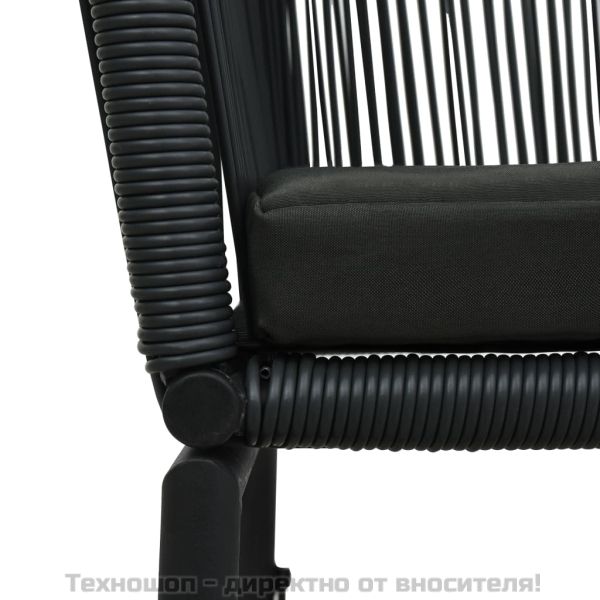 Градински столове, 2 бр, черни, PE ратан