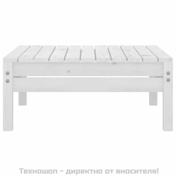 Градинска табуретка, бяла, борово дърво масив