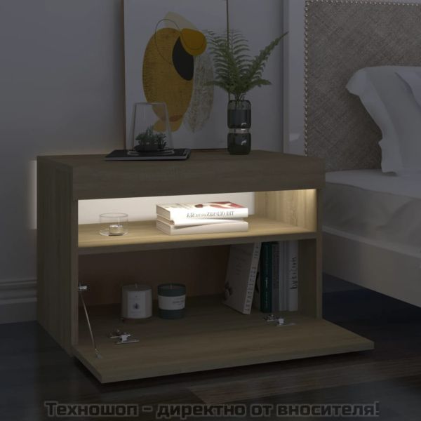 ТВ шкафове с LED осветление 2 бр дъб сонома 60x35x40 см