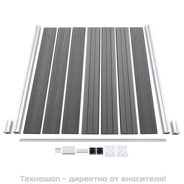 Градинска ограда, WPC, 180x186 см, сива