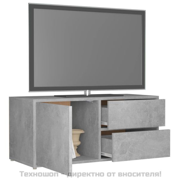 ТВ шкаф, бетонно сив, 80x34x36 см, инженерно дърво
