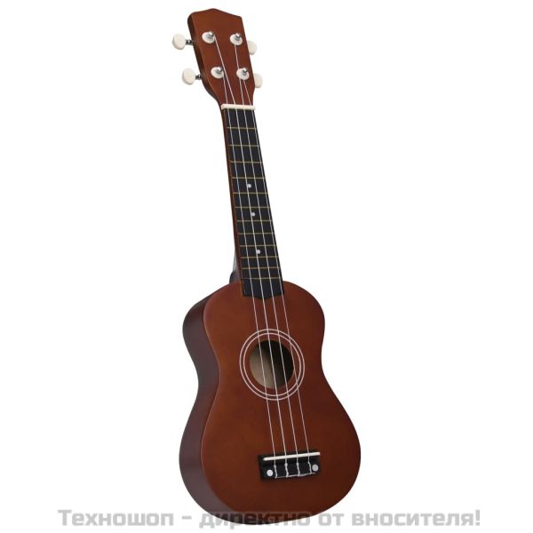 Комплект сопрано укулеле с калъф за деца естествен 21"