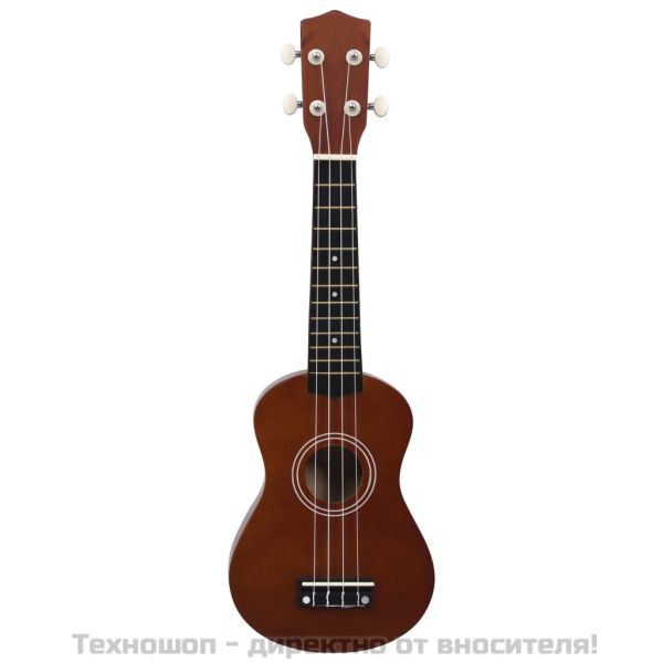 Комплект сопрано укулеле с калъф за деца естествен 21"