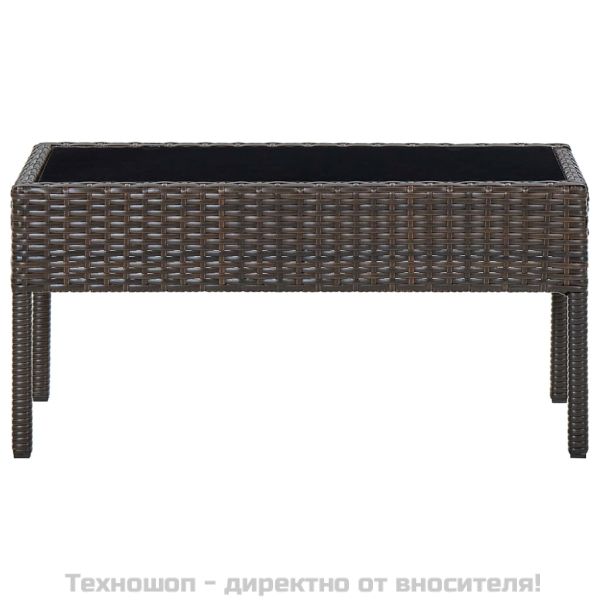 Градинска маса, кафява, 75x40x37 см, полиратан