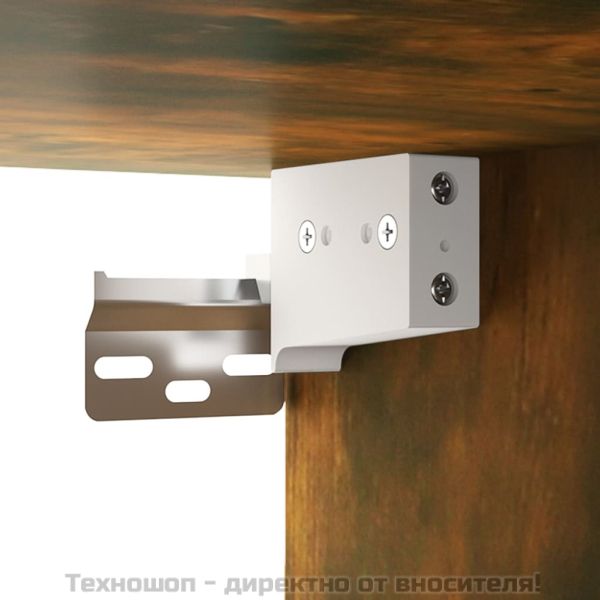 Огледален шкаф с LED, опушен дъб, 91x15x76,5 см