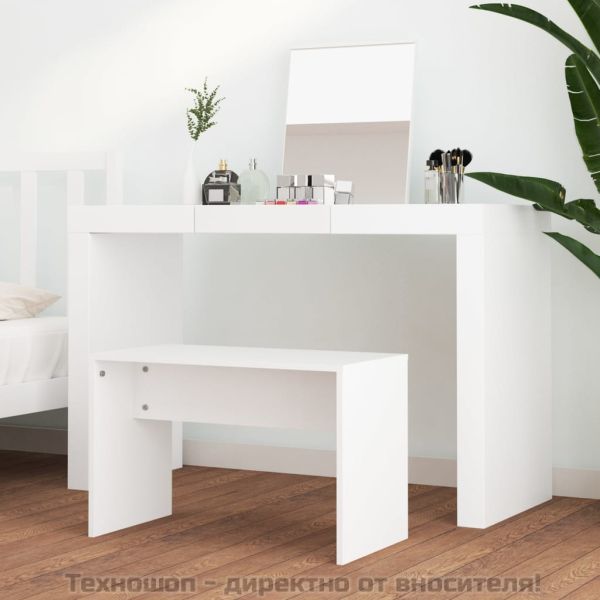Табуретка за тоалетка бяла 70x35x45 см инженерно дърво