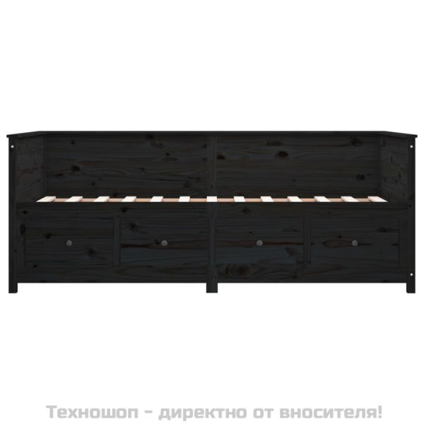 Дневно легло, Черен 75x190 см борово дърво масив