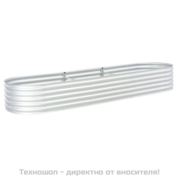 Градинска висока леха 320x80x44 см поцинкована стомана сребро