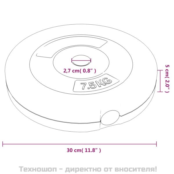 Плочи за тежести, 6 бр, 30 кг, цимент