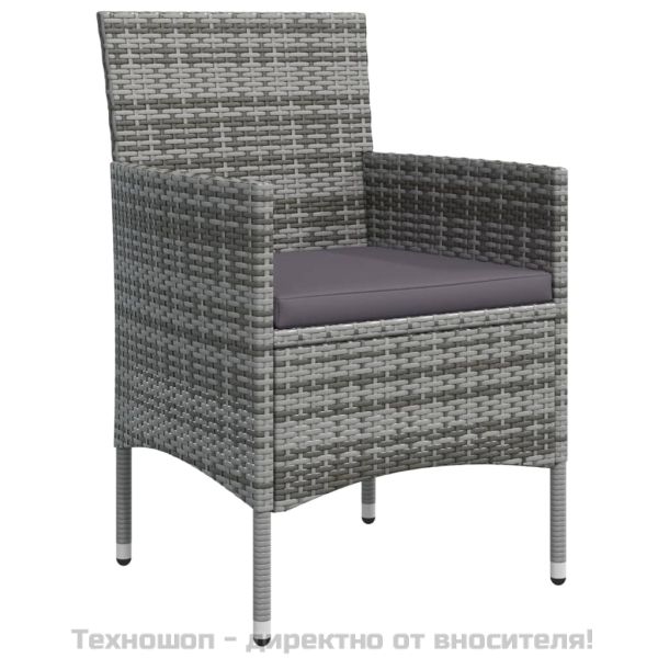 Градински трапезен комплект с възглавници 7 части сиво и черно