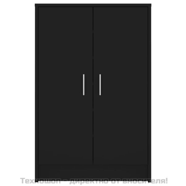 Шкаф за обувки, черен, 60x35x92 см, инженерно дърво