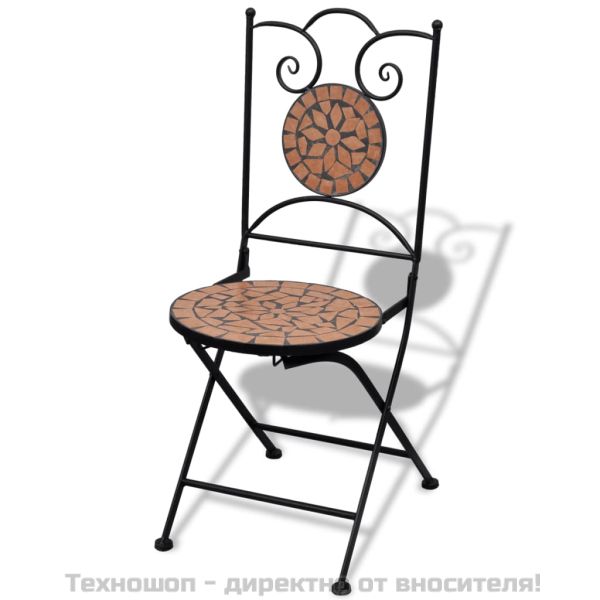 Сгъваеми бистро столове, 2 бр, мозайка, теракота