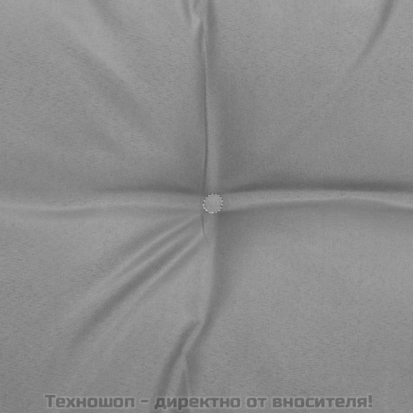 Градински ъглов диван със сиви възглавници, борово дърво масив