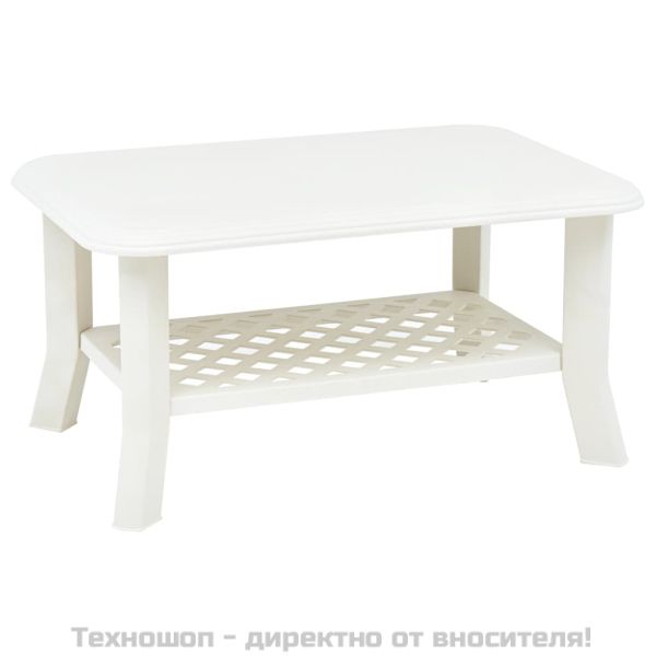 Маса за кафе, бяла, 90x60x46 см, пластмаса