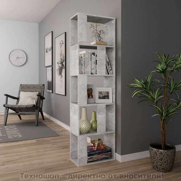 Разделител за стая, бетонно сив, 45x24x159 см, инженерно дърво