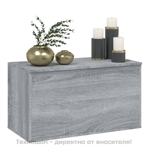 Сандък за съхранение сив сонома 84x42x46 см инженерна дървесина