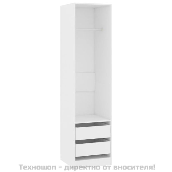 Гардероб с чекмеджета, бял, 50x50x200 см, ПДЧ