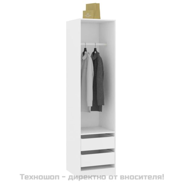 Гардероб с чекмеджета, бял, 50x50x200 см, ПДЧ