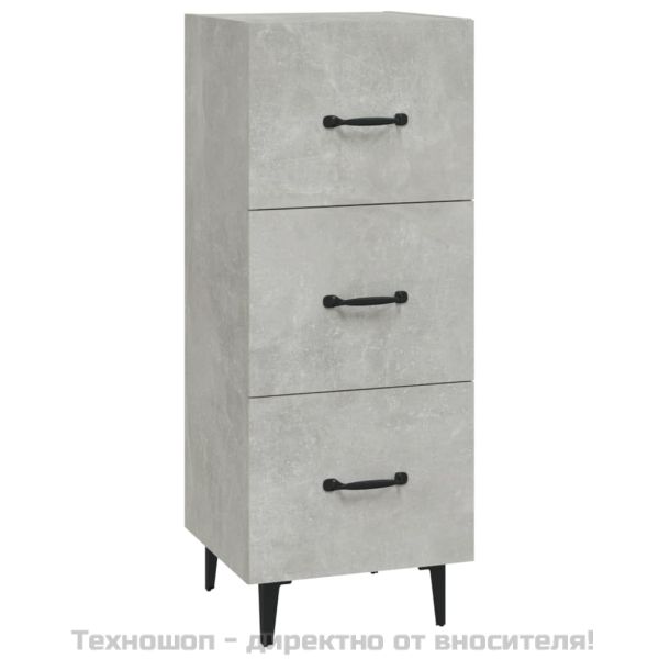 Сайдборд, бетонно сив, 34,5x34x90 см, инженерно дърво