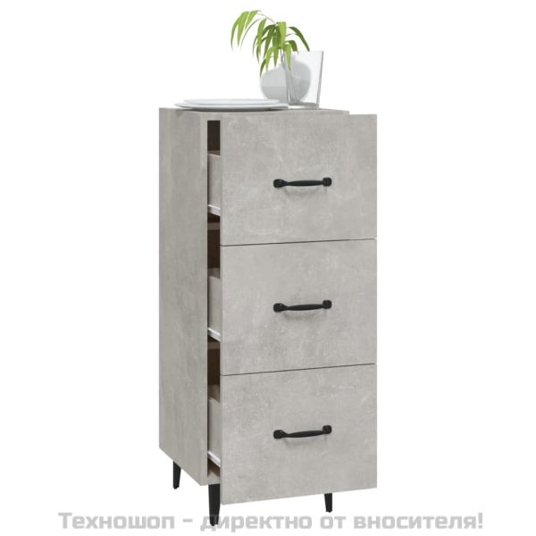 Сайдборд, бетонно сив, 34,5x34x90 см, инженерно дърво