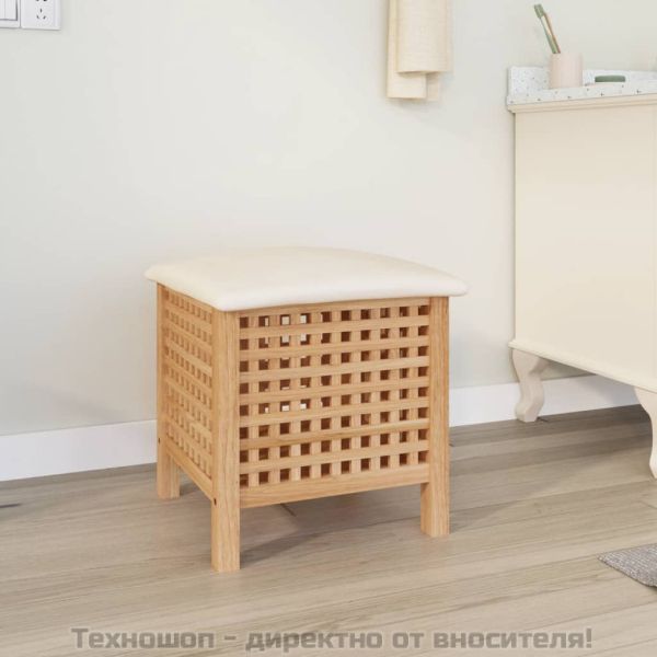 Табуретка за баня, 48x47,5x52 см, орехово дърво масив
