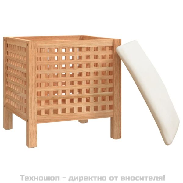 Табуретка за баня, 48x47,5x52 см, орехово дърво масив