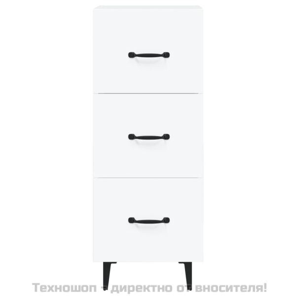 Сайдборд, бял, 34,5x34x90 см, инженерно дърво