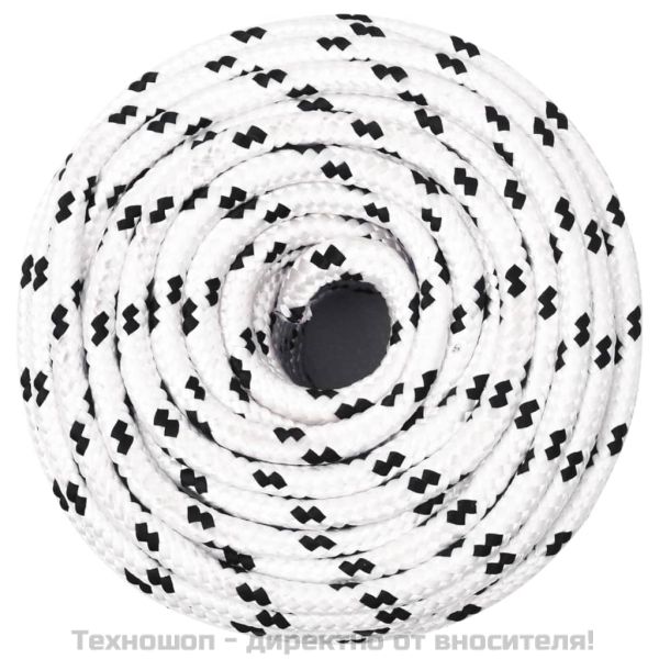 Плетено въже за лодка бяло 6 мм x 100 м полиестер